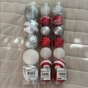 Celebrate It Red and Silver Holiday Ornaments Set of 3 New✨